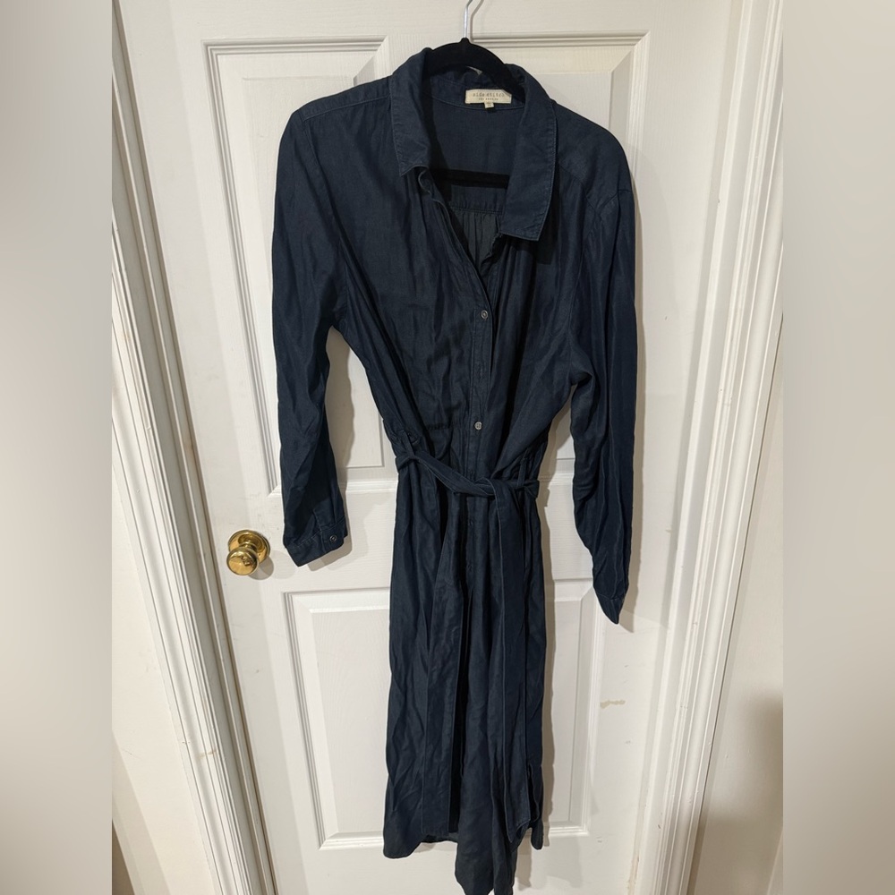 Side Stitch Dark Blue Denim Top